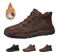 Lurebest Handmade Leather Shoes for Men - Relieve Foot Pain, Men's Arch Support Leather Shoes, Casual Non Slip Hiking Orthopedic Shoes, for Plantar Fasciitis (Brown Cotton,41)