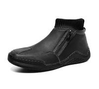 Lurebest Italian Handmade High Boots, Orthopedic Shoes for Men with Arch Support, Waterproof Outdoor Non-Slip Lightweight Casual Sneakers Barefoot Walking Shoes (Black,45)