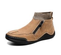 Lurebest Italian Handmade High Boots, Orthopedic Shoes for Men with Arch Support, Waterproof Outdoor Non-Slip Lightweight Casual Sneakers Barefoot Walking Shoes (Brown,45)