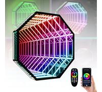 LURECAQING 3D Infinity Mirror Tunnel Light, RGB Dream Dimmable, APP intelligent control, lights change with the music, Wall Mounted, for Christmas Party Room Wedding Décor Octagon-30cm