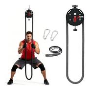 LURECAQING Endless Rope Trainer, Cable Pulley System Home Gym, Adjustable Resistance Full Body Workout Tool for Grip Arms Back Body Coordination Exercises red