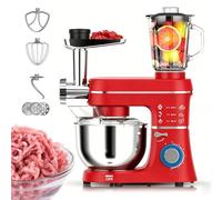 LURECAQING Kitchen Stand Mixer with 6-Speed, 1400W Brushless Motor, With Dough Hook, Whisk, Beater, Splash Guard & 8.8QT Mixing Bowl for Baking, Stainless Steel Bowl Dishwasher Safe red