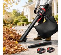LURECAQING Leaf Blower Cordless 40V, Garden Leaf Vacuum with 16:1 Mulcher, 40L Collection Bag, Powerful 3800W Electric Blower for Autumn Leaves, Lawn and Garden Maintenance 2x5000mAh
