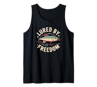 Lured by Freedom Fun Catfishing Fisherman Patriotic 4th July Tank Top
