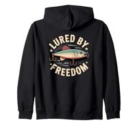 Lured by Freedom Fun Catfishing Fisherman Patriotic 4th July Zip Hoodie