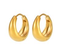 LUREME 18K Gold Closed Hoop Earrings - Shiny Polished Stainless Steel Circle for Women (er006417), Stainless Steel, No Gemstone