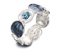 LUREME Rose Flower Bracelet for Women - Colorful Gold Enamel Stretch Bracelet, Adjustable Elastic Metal Bangle, Boho Chic Jewelry (bl003604), Standard, Alloy, no gemstone