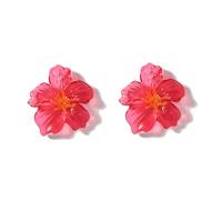 Lureme Stunning Boho Clear Colorful Acrylic Large Flower Stud Earrings - Ideal Lightweight Jewelry for Women's Beach Vacations Special Holidays(er006423), Zinc, No Gemstone