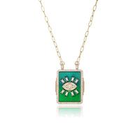 LUREME Vintage Tarot Necklace - Gold Enamel Pendant with Zircon for Women, Hope/Love/Eye Shining Charm Jewelry (nl006355), Standard, Copper, No Gemstone