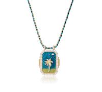 LUREME Vintage Tarot Necklace - Gold Enamel Pendant with Zircon for Women, Hope/Love/Eye Shining Charm Jewelry (nl006355), Standard, Copper, No Gemstone