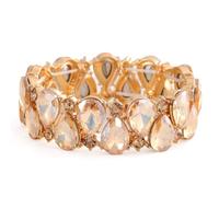 LUREME Women Doulbe Row Bling Waterdrop Stones Alloy Elastic Bangle Bracelet Stretchable, Standard, alloy and rhinestone, no gemstone
