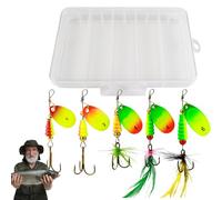 Lures Kit, Spinner Baits for Bass Fishing | Sequins with Feathered Hooks,5x Crankbaits Jigs, Fishing Accessories with Tackle Box for Bass, Trout, Salmon, Walleye