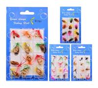 Lures with Fly, 48 Pieces Realistic Supplies | Compact Section of Artificial Freshwater Baits | for Freshwater Dores Lake River Stream Reservoir Pond Men Gift