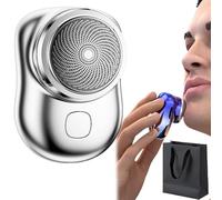 Lureza Shaver, TLOPA Mini-Shave Portable Electric Shaver, Pocket Size Portable Electric Razor for Men, Waterproof, Dry & Wet Shaving, for Travel Office Business Trip. (Silver)