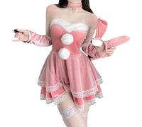 LureZone Sexy Bunny Costume For Women Bunny Girl Cosplay Playboy Bunny One Piece Bodysuit, 1051pink, One Size