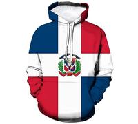 Lurhonp Dominican Republic Flag Long Sleeve Sweatshirt Pullover Hoodie, Multi, Large