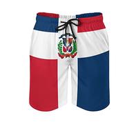 Lurhonp Men's Swim Trunks Summer Quick Dry Beach Board Shorts with Mesh Lining, Dominican Flag, X-Large