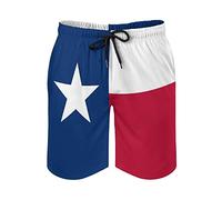 Lurhonp Men's Swim Trunks Summer Quick Dry Beach Board Shorts with Mesh Lining, Texas Flag, X-Large