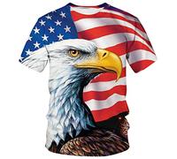 Lurhonp USA Flag Tshirt Funny American Eagle Graphic Fashion T-Shirts for Mens Womens, Color1, Medium