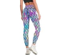 Lurhonp Women's Mermaid Yoga Pants Tights High Waist Tummy Control Workout Leggings, Color2, XL