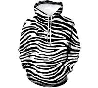 Lurhonp Zebra Print Long Sleeve Hoodie for Men Women