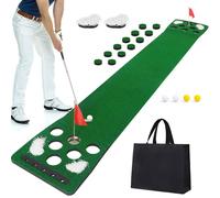 Luricaa Golf Putting Game Set, Golf Putting Green Mat with 4 Balls, 2 Cups & Flags, 1 Portable Bag for Outdoor & Indoor Party Game (Black)