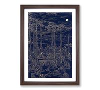 Luring The Sun Goddess by Kono Bairei Framed Print | A2 Walnut Framed Wall Art | Ready to Hang | Modern Nature Picture | Living Room Bedroom Lounge Office