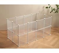 LURIVA Clear Small Animal Playpen, Guinea Pig Cages, Puppy Dog Playpen, Pet Playpen, Rabbit Bunny Indoor Outdoor Fence Pen Enclosure, White Clear Plastic Playpen,12 X 12 Inch, 24 Panels