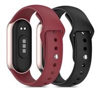Lurmerea 2 Pieces Replacement Silicone Straps Compatible with Xiaomi Smart Band 10/9/8, Waterproof Sports Adjustable Wristbands, Durable Soft Breathable Bands for Men Women, Wine Red+Black, Classic