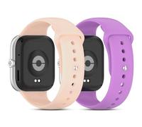 Lurmerea 2 Pieces Silicone Sport Bands Compatible with Xiaomi Redmi Watch 5/4, Breathable Lightweight Waterproof Replacement Wristbands for Xiaomi Mi Band 9 Pro/8 Pro for Men Women, Light Pink +