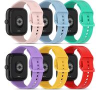 Lurmerea 6 Pieces Silicone Bands Compatible with Xiaomi Redmi Watch 6/5/4, Waterproof Replacement Wristbands Compatible with Xiaomi Band 9 Pro/8 Pro Men Women, Pink/Sky Blue/Lake Green/Purple/Yellow