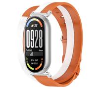 Lurmerea Elegant Two-Tone Leather Double Loop Strap Compatible with Xiaomi Smart Band 10/9/8, Adjustable Comfortable Lightweight Replacement Bracelet, Smart Watch Accessories for Women, Orange and