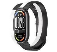 Lurmerea Elegant Two-Tone Leather Double Loop Strap Compatible with Xiaomi Smart Band 10/9/8, Adjustable Comfortable Lightweight Replacement Bracelet, Smart Watch Accessories for Women, Black White