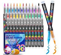 Lurmivex 36 Colours Acrylic Paint Pens Set, Acrylic Brush Markers, Acrylic Pens for Colouring, Glass, Stone, Wood, Canvas, Ceramics & Calligraphy