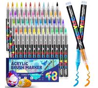 Lurmivex 48 Colours Acrylic Paint Pens Set, Acrylic Brush Markers, Acrylic Pens for Colouring, Glass, Stone, Wood, Canvas, Ceramics & Calligraphy