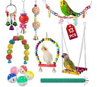 LURNODY 13 Pieces Bird Toys Parrot Toys Bird Toys Parrot Bird Swings Parrot Inseparable Parakeet Macaw Finch Other Small Birds