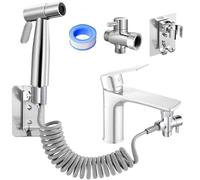 LURNODY Bidet Portable Handheld Shower Kit G1/2 Stainless Steel Toilet Sprayer Manual Kit 1.5m Retractable Telephone Line Toilet Bidet Toilet Shower