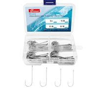 Luroad 60pcs Aberdeen Sea Fishing Hooks, Large Barbed Aberdeen Hooks, Long Shank and Wide Gape Size 1#, 1/0, 2/0, 3/0, Light Fishing Hooks High Carbon Steel (60 Pcs, Mixed)
