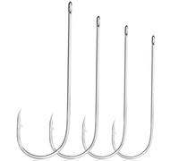 Luroad Aberdeen Sea Fishing Hooks, Large Barbed Aberdeen Hooks, Long Shank and Wide Gape Size 1#, 1/0, 2/0, 3/0, Light Fishing Hooks High Carbon Steel