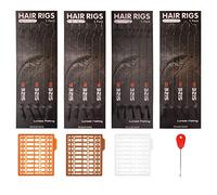 Luroad Carp Fishing Hair Rigs, 20 Pcs Curved Barbless Carp Hook Anti-Tangle Swivel Braided Thread line with 3 Card Boilie Bait Stops Dumbell Stoppers and Stringer Needle, Size 8