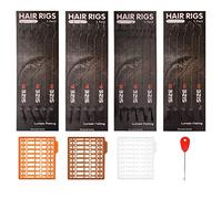 Luroad Carp Fishing Hair Rigs, 20 Pcs Curved Braided Barbless Barbed Carp Hook Anti-Tangle Swivel Braided Thread line with 3 Card Boilie Bait Stops Dumbell Stoppers and Stringer Needle