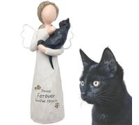 LUROLURORY Cat Memorial Gifts for Loss of Cat Black, Cat Sympathy Gifts in Memory of Passing Away Pet Cat, Resin Cat Angel Figurine for Cat Mom and Cat Lovers