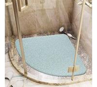 Lurowo Corner Shower Mat Non Slip, Quadrant Loofah Shower Mat with Drain, Quick Drying Curved Shower Mats Anti Mould for Inside Shower