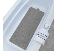 Lurowo Loofah Shower Mat, Non Slip Bath Mats with Drain for inside Shower, Soft Comfort Massage PVC Bath Rugs Quick Drying for Bathroom, 40*100cm (Grey)