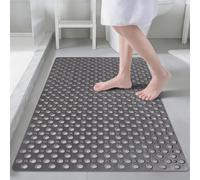 Lurowo Shower Mats Non Slip Anti Mould, 60 x 90 TPE Bathroom Mats with Suction Cups for Shower and Tub, Machine Washable Tub Mat with Drain Holes (Grey, Rectangle 60x90cm)
