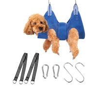 Lurowo Upgraded Pet Grooming Hammock, Dog Grooming Harness Kit with Adjustable Velcro, Grooming Kit for Dog Cat Bathing, Grooming, Nail Trimming, Claw Care (Blue, M)