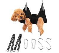 Lurowo Upgraded Pet Grooming Hammock, Dog Grooming Harness Kit with Adjustable Velcro, Grooming Kit for Dog Cat Bathing, Grooming, Nail Trimming, Claw Care (Black, L)