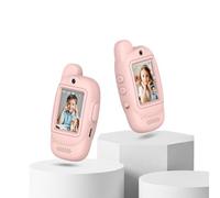 Lurowo Video Walkie Talkies for Kids, 2 Packs Rechargeable Two-way Display Kids Walkie Talkies, With Fun Voice Conversion and Screen Disply, Suitable For 3-12 Years Old (Pink+Pink)