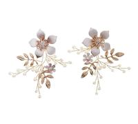 Lurrose 1 Pair Bride Shoe Clips Decorative Shoe Clips Creativity Alloy Imitation Pearl Easy to Carry Light Weight Wedding Elegant Flower Design