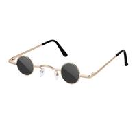 Lurrose 1 Pair Circular Sunglasses - Retro Small Frame Round Sunglasses for Women and Men - Funky Punk Beach Eyewear - Novelty Party Favors Fashion Eyeglasses (Golden+Black)